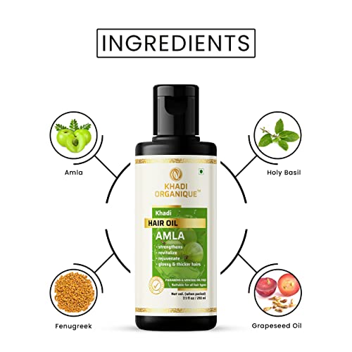 Image of Khadi organique Amla Hair Oil Without Mineral Oil Restores Shine & Softness - 210ML