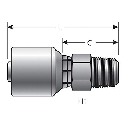 Image of Gates G25100-1008 Male Pipe (Nptf 30 Cone Seat) (Mega Crimp)