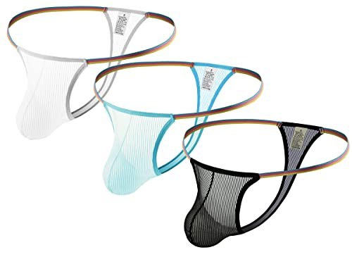 Yomie Tanga Colorida para Hombre Calzoncillos Sexy Tanga Transpirable Bikini Cintura Baja Bragas Sexy para Hombres