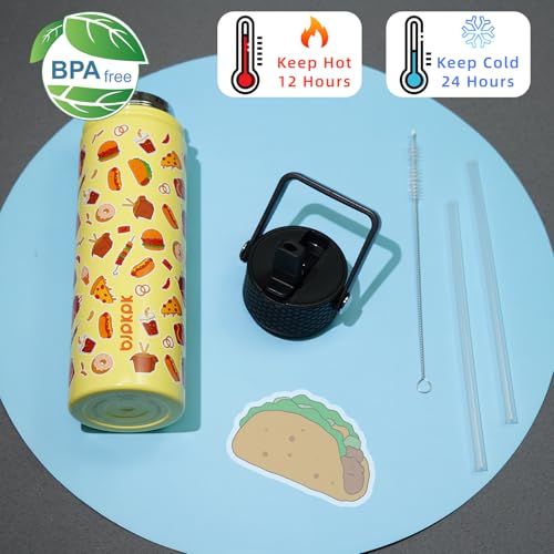 Image of BJPKPK Insulated Water Bottle, 22oz Stainless Steel with Straw Lid