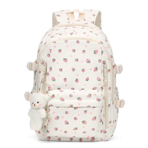 jingyuKJ Mochila Coquette Flower – Linda Mochila Estética Kawaii, Mochila Diária, A03 Morango, 430x300x180mm / 16.93x11.81x7.09 inch, Mochilas Daypack