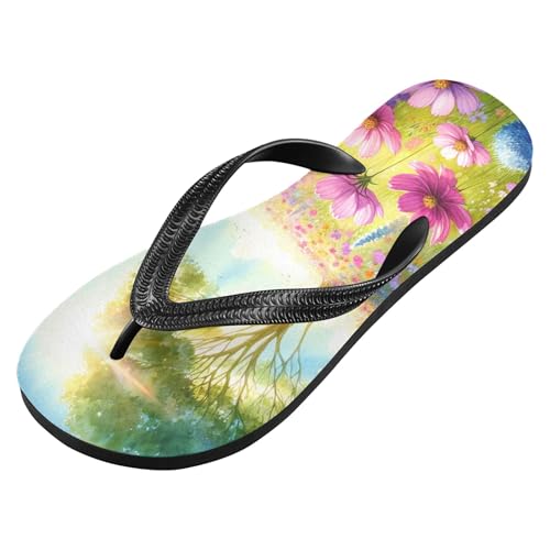 Burbuja Sunny Field Of Flowers Flip Flops for Women Men, Soft Thong Sandals Rubber Slippers for Pool Beach Essentials2