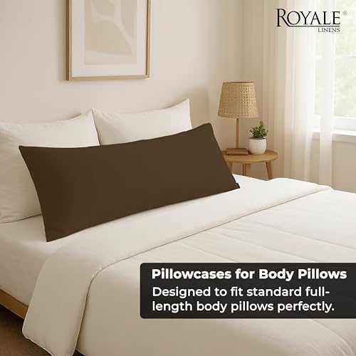 Image of ROYALE LINENS Body Pillow Cover - Double Brushed 1800 Microfiber - 20 inchx54 inch with Hidden Zipper Closure - Wrinkle & Fade Resistant - Super Soft Body Pillowcase 2 Pack (Chocolate, Pack of 2)