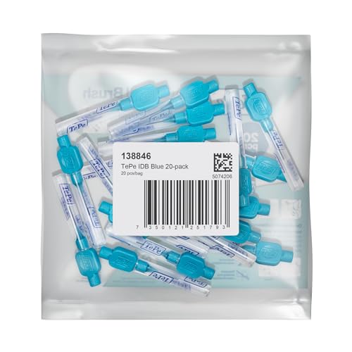 TePe Interdentalbürste, Original, Blau, 0,6 mm/ISO 3, 20 Stk., Plaque-Entfernung, effiziente Reinigung der Zahnzwischenräume, für mittelgroße Lücken