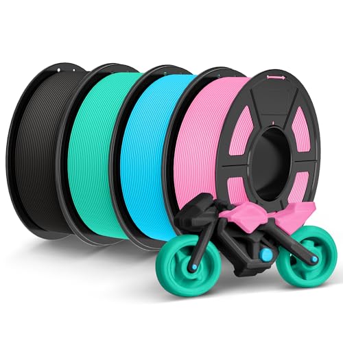 Image of TECBEARS Rapid PETG Filament Bundle,High Speed 3D Printer Filament 4KG, High Toughness PETG, Pack of 4, 4 Colors, Black+Mint Green+Sky Blue+Pink