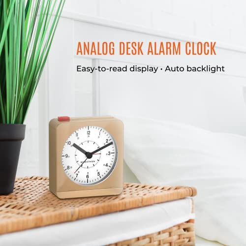 Marathon Cl030053Gd Classic Silent Sweep Alarm Clock With Auto Night Light. Batteries Included #TOP1