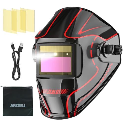 Image of ANDELI Newest Auto Darkening Welding Helmet with Light-FULL DIGITAL FILTER,Rechargeable Battery True Color Welding Hood, Wide Shade 3/5-9/9-13 for Weld CUT GRIND LOCK