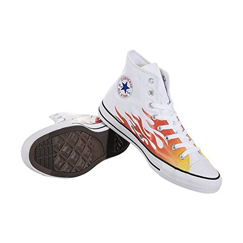 Converse Chuck Taylor All Star High Flames, White/Enamel Red-fresh Yellow, 9.5 Women/7.5 Men3