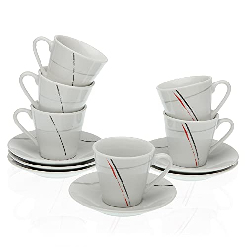 Versa, set 6 tazas café con plato straw, linea servicio de mesa, tazas