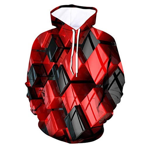 NIUQI Men s 3D Printed Hoodie Hooded Loose Long Sleeve Sweatershirt Tops