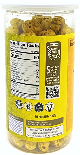 Image of Rani Jumbo Phool Makhana (Fox Nut /Popped Lotus Seed) Mint (Pudina) Savory Flavor 2.29oz (65g) Vacuum Sealed, Easy Open Top, Resealable Container ~ Indian Tasty Treats | Vegan | NON-GMO | Indian Origin