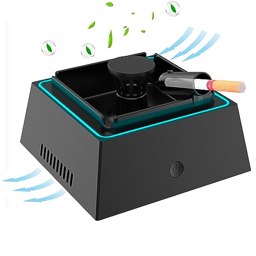 iLeefy 2 in 1 Multifunctional Ashtray Air Purifier Smokeless Ashtray USB Rechargeable Ash Tray Electronic Ashtray with Filter, Best for Home Office or Car (D-Black with Light)