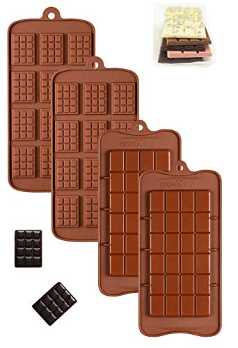 Value Set 4 Pack Break-Apart Chocolate Bar And Chocolate Chip, Candy, Protein And Energy Bar Silicone Mold #TOP29