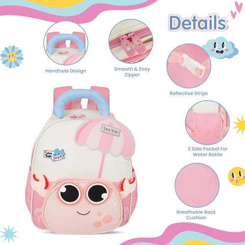 Image of Storite Kids Backpack for Boys & Girls 8L (3-6 Years) | Cute Crab Design Lightweight Toddler School Bag | Nursery & Preschool Cartoon Backpack with Front Pocket