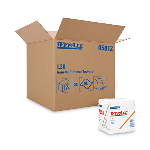 WypAll L30 Wipers, Quarter Fold, 12 1/2 X 12, 90/Box, 12 Boxes/Carton