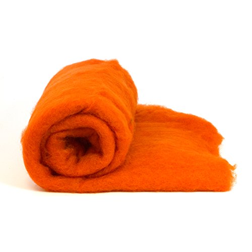 Heidifeathers Dyed Wool Batts - Choose Size and Colour (Medium, Orange)