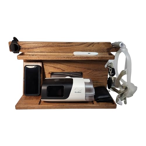 Smart Docking Station with Catchall Trays for CPAP Machine, Phone, Watches and More (Large, Without Phone Charger, Dark Finish)