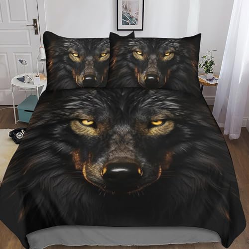 Housse de couette microfibre 3D thermo-régulatrice motif loups féroces - 2