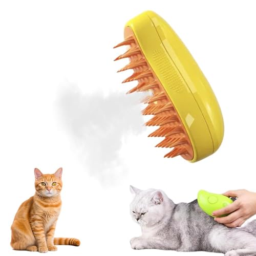 Steamy Mango Cat Brush, 3 in1 Steam Pet Hair Brush for Dogs & Cats, Eliminate Flying & Tangled Pet Hair, Grooming Brush With Water Spray for Cat Supplies, Dog Comb for Shedding & Massaging