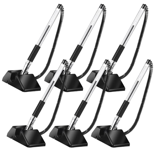 Fuyoooo 6 canetas de mesa com correntes de plástico e suporte seguro para balcão com corrente, conju