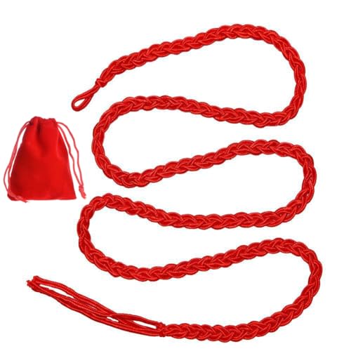 Red Woven Waist Belt For Dresses Exotic Women Waist Belt Rope Chain With Tassel Bead Red Waist Chain Vintage Wide Waist Belt