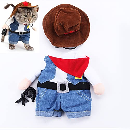 Cat Cowboy Clothes with Hats Funny Pet Costumes Super Handsome ...
