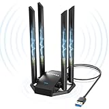 NEWFAST Adaptador WiFi USB para PC, 4 * 6dBi Antena de Alta Ganancia, AC1300 Dual Band 5GHz&2.4GHz Antena WiFi USB para PC Compatible Windows XP/7/8/8.1/10/11
