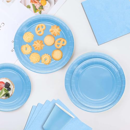 16 Stück Hellblau Pappteller,23CM Rund Teller Einwegteller Hellblau Einmalteller Einweg Geschirr,9inch Partyteller Einmalgeschirr Tisch Dekorationen Partygeschirr für Hochzeit Garten Geburtstag Party