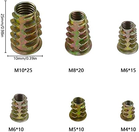 RtottiM 50Pcs Zinc Alloy Hex Threaded Insert Nuts Furniture Threaded Insert Nuts M4 M5 M6 M8 M10 Hex Socket Screw Inserts for Wood Furniture
