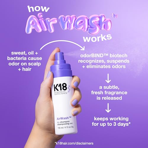 K18 AirWash® Dry Shampoo, Champú seco sin aerosol, equilibra el cuero cabelludo y controla el exceso de grasa, 118ml - imagen 5