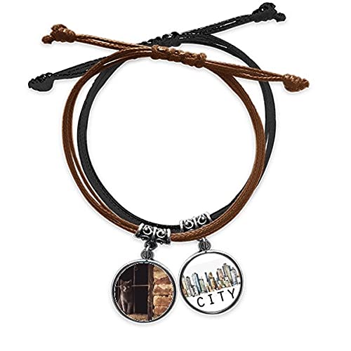 Bracelet photo chat personnalisé avec cordon en cuir tressé sidi