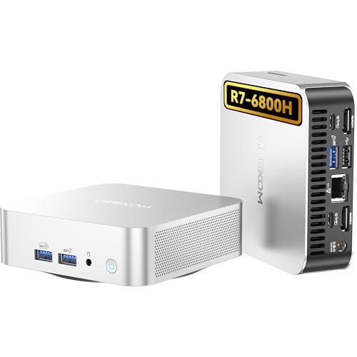 GEEKOM A6 Mini PC (3-Year Quality Support) AMD Ryzen 7 6800H (8C/16T), 32GB DDR5 1TB M.2 2280 NVMe Gen4*4 SSD Expandable, Windows 11 Pro Desktop Computer 8K UHD/Wi-Fi 6/Bluetooth 5.2/USB 3.2