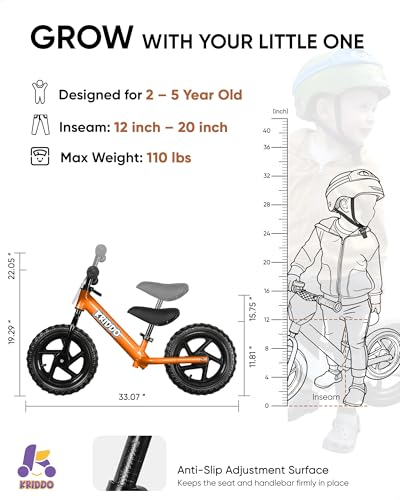 Image of KRIDDO Toddler Balance Bike and 3-in-1 Protective Gear Set