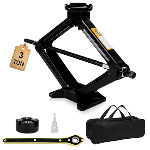 SROCHN Wagenheber 3T (3000kg), Universeller Scherenwagenheber mit Gummiauflage & Radmutternschlüssel, Maximale Höhe bis zu 45cm, Tragbarer Wagenhebersatz für Auto, MPV, SUV & Andere Fahrzeuge