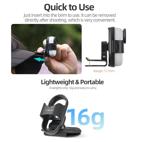 Image of Baseball Hat Clip for Insta360 Go 3s, Vertical & Horizontal Adjustable Baseball Cap Mount Bracket for Insta 360 Go 3s Accessories