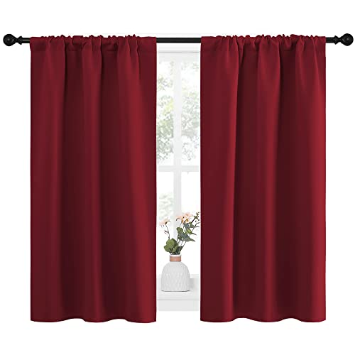Nicetown Burgundy Curtains Blackout Drape Panels - Lights Block Out Window Treatment Short Curtain Sets For Loft And Basement Decoration (Set Of 2, 34 By 45-Inch) #TOP1