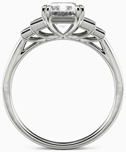 1.46-3.46 Carat Emerald Cut Moissanite/Lab Grown Diamond Engagement Ring Diamond Wedding Ring for Women in 925 Sterling Silver/10K/14K/18K Solid Gold