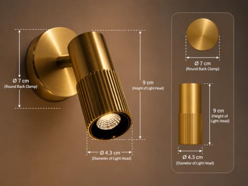 Image of FILLISKA 3 in 1 Single Wall spot /Picture /Display /Mirror Light with Adjustable Head and Colour Changing Function (6 Watt Luxurious Gold-185)