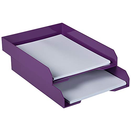 JAM PAPER Stackable Paper Trays - Purple - Desktop Document, Letter, & File Organizer Tray - Sold Individually by JAM Paper - Image 4