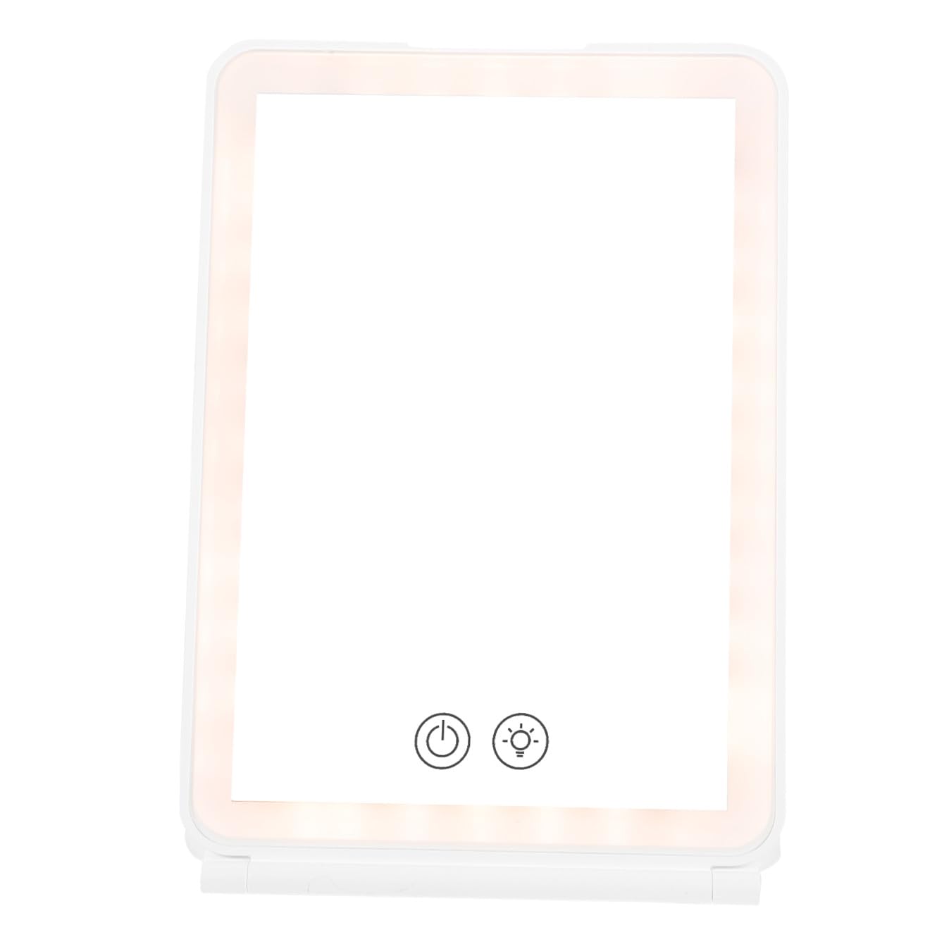 Baluue Specchio Trucco Illuminato Pieghevole con 3 Tonalità di Luce, Ricaricabile 1500mah, Superficie HD per Tavolo Trucco e Dormitorio