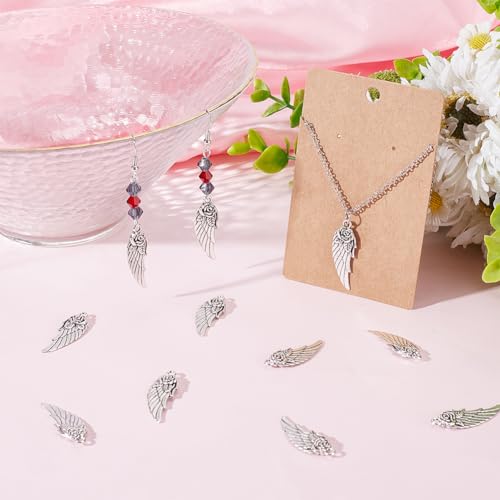 SUNNYCLUE 1 Box 100Pcs Angel Wings Charm Silver Love Charms Alloy Tibetan Rose Feather Flower Angle Wing Valentine Bulk for jewellery Making Women Diy Bracelets Earrings Necklaces Crafts - Image 4