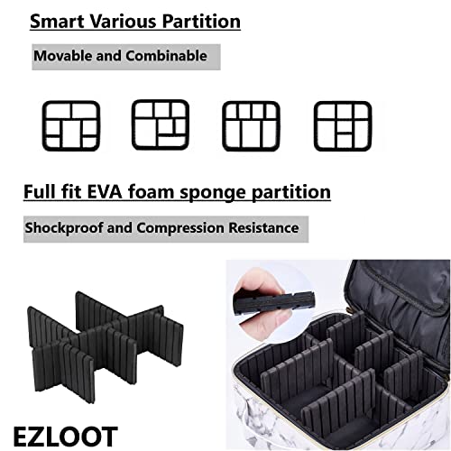 Image of Travel Makeup Case, Professional Cosmetic Train Cases Artist Storage Bag Make Up Tool Boxes Brushes Bags with Compartments Vanity Organizer (10 INCH(1 Layer), Marble Pattern)