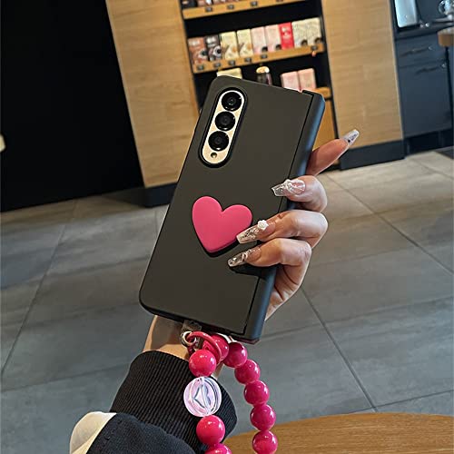 Chaîne 3D Amour Coeur Solide Cas Samsung Galaxy Z Fold4 5G Coque