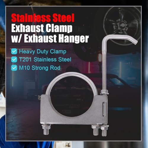 Elifecenter Heavy Duty 3-1/2 Inch Stainless Exhaust Clamp with Hanger Rod for Universal 3.5" Exhaust Pipes by eLifecenter - Image 3