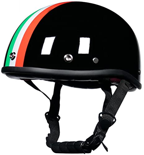 LXHCD Casco Motocicleta Medio Casco Cara Abierta Jet Bowl Casco Esqueleto Casco Personalidad Aprobado por Dot/ECE Retro Acogedor Transpirable Moda Adulto Hombres Mujeres Turn-up 3,S(55-56CM)
