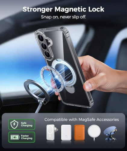 Image of FNTCASE for Samsung Galaxy S26 FE Case with 360 Spin Magnetic Stand Clear