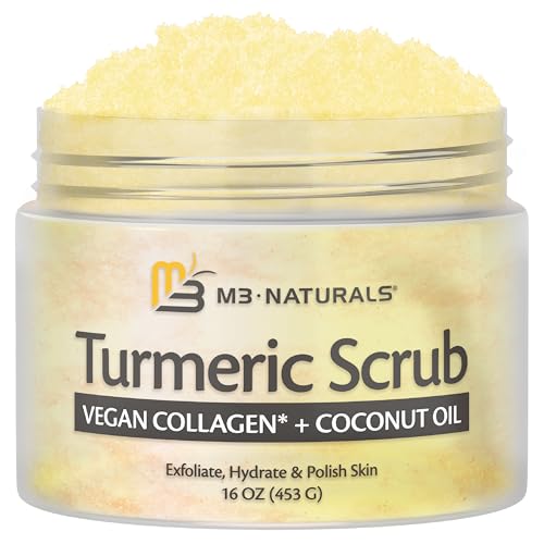 M3 Naturals Exfoliating Charcoal Scrub with Collagen & Stem Cells – Salt Scrub for Body Toning, Cellulite, Armpit Detox, and Skin Smoothing for Face, Feet, and Body by M3