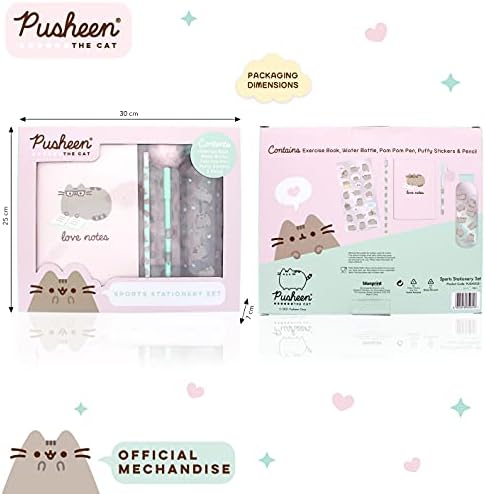 Pusheen Sports Stationery Set | 1x Drinking Bottle, 1x Pen & Pencil Set and 1x Writing Pad | Back to School | Stationary Supplies | Gifts for Girls and Boys