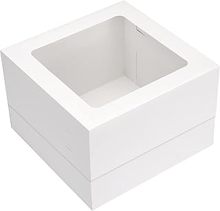 Moretoes 10pcs Cake Boxes, 12x12x8 Inches White Bakery Boxes with Window Tall Dessert Cardboard Boxes for Cakes Cupcakes Pies Donuts Cookies