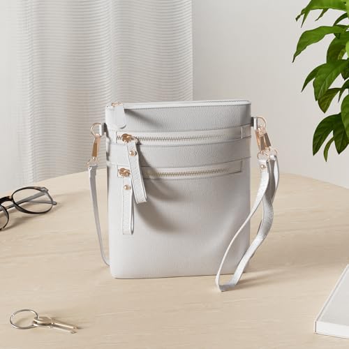 Solene Small Crossbody Bag for Women, Multi Zip Pockets with Detachable Wristlet, Lightweight Travel Purse, Cell Phone Pouch - Image 3